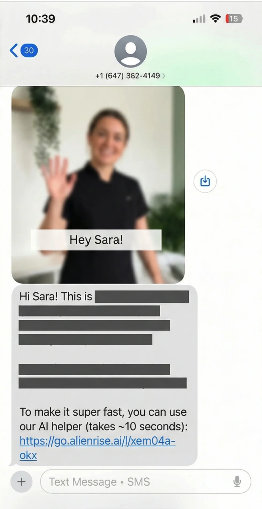 Personalized review request message for Steph